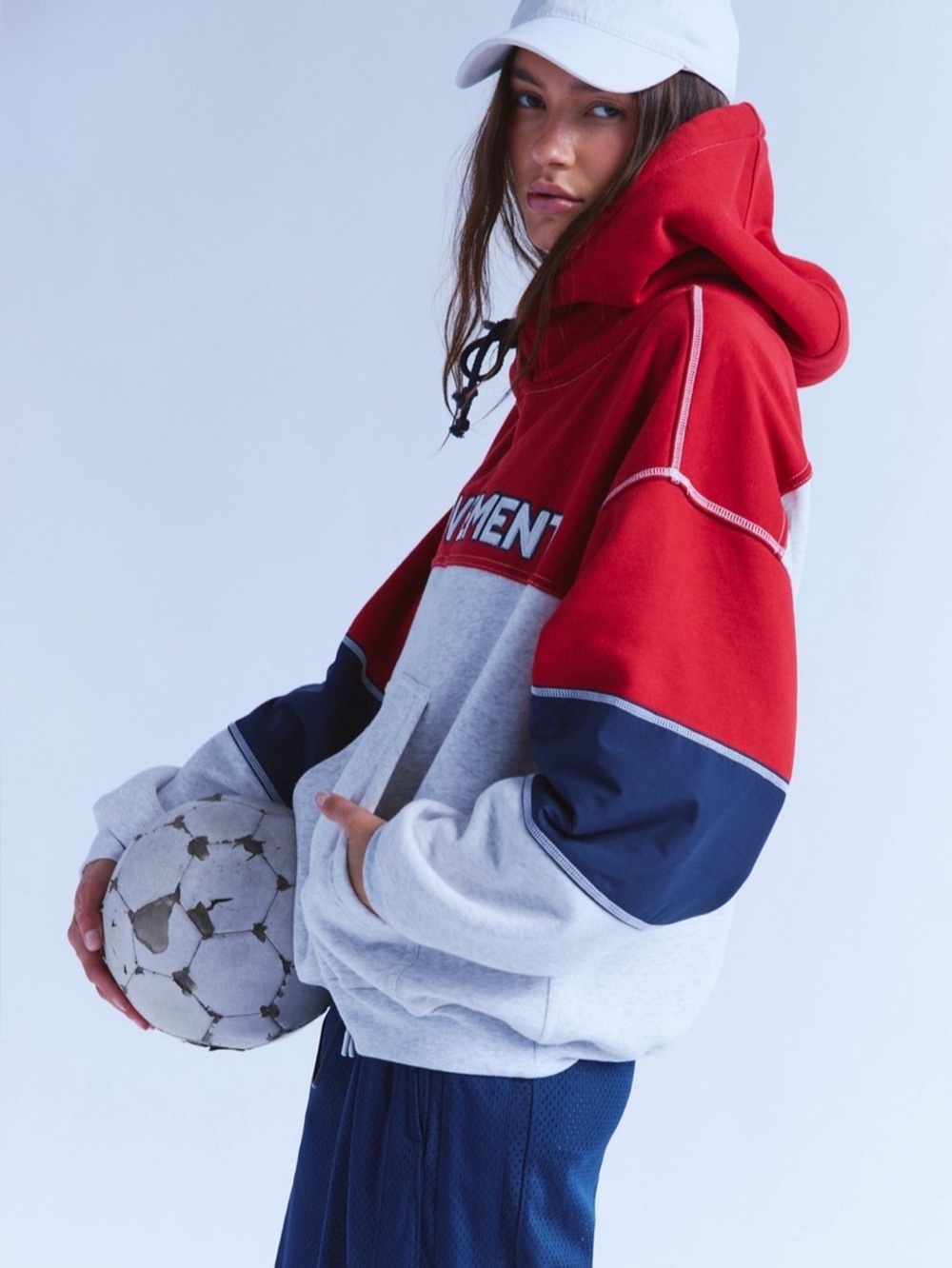 NWT Free People Movement S Final Call Colorblock Logo Hoodie in Cranberry Combo - Picture 3 of 7